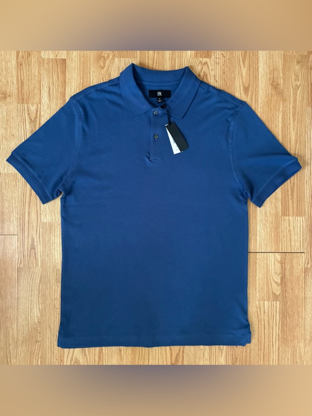 NWT Banana Republic Men’s Luxe Cotton Polo Shirt Blue short sleeves Size M